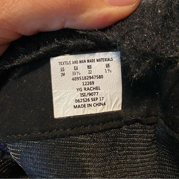 Piper black tall Rachelle Girls Wedge Boots faux suede fur  rhinestone pop pom 2 - Picture 8 of 9